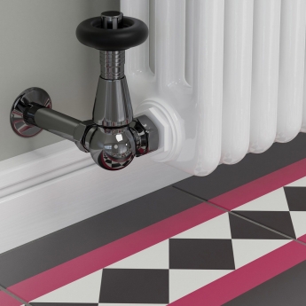 West Jaguar TRV Corner Thermostatic Radiator Valve and Lockshield - Black Nickel