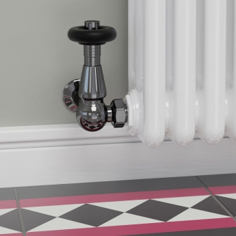 West Jaguar TRV Corner Thermostatic Radiator Valve and Lockshield - Black Nickel