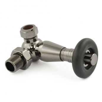 West Jaguar TRV Corner Thermostatic Radiator Valve and Lockshield - Black Nickel