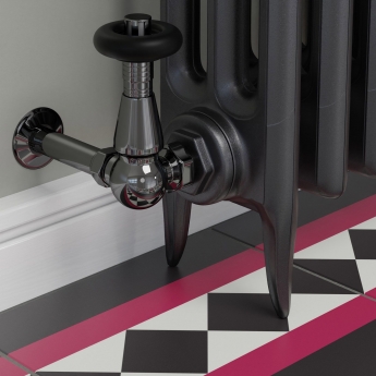 West Jaguar TRV Corner Thermostatic Radiator Valve and Lockshield - Black Nickel