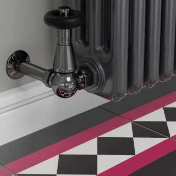 West Jaguar TRV Corner Thermostatic Radiator Valve and Lockshield - Black Nickel