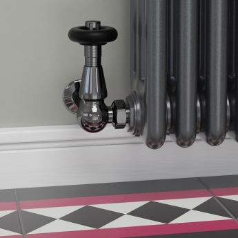 West Jaguar TRV Corner Thermostatic Radiator Valve and Lockshield - Black Nickel