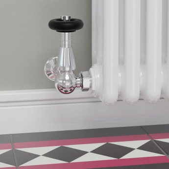 West Jaguar TRV Corner Thermostatic Radiator Valve and Lockshield - Chrome