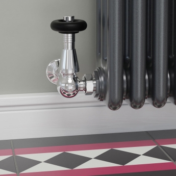 West Jaguar TRV Corner Thermostatic Radiator Valve and Lockshield - Chrome