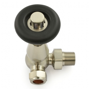 West Jaguar TRV Corner Thermostatic Radiator Valve and Lockshield - Satin Nickel