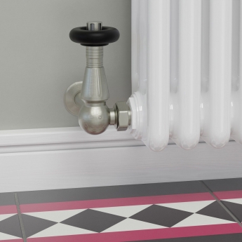 West Jaguar TRV Corner Thermostatic Radiator Valve and Lockshield - Satin Nickel