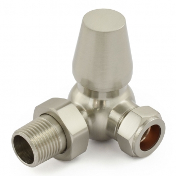 West Jaguar TRV Corner Thermostatic Radiator Valve and Lockshield - Satin Nickel