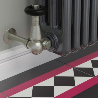 West Jaguar TRV Corner Thermostatic Radiator Valve and Lockshield - Satin Nickel