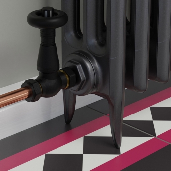 West Jaguar TRV Corner Thermostatic Radiator Valve and Lockshield - Textured Black | Product Image