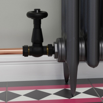 West Jaguar TRV Corner Thermostatic Radiator Valve and Lockshield - Textured Black | Product Image