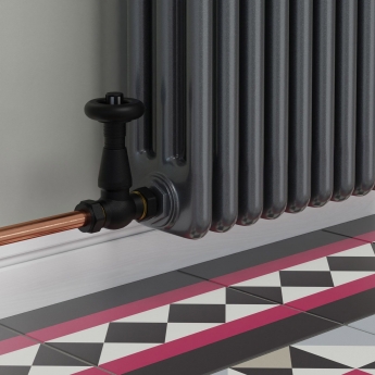 West Jaguar TRV Corner Thermostatic Radiator Valve and Lockshield - Textured Black | Product Image