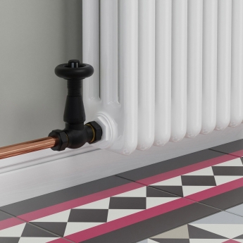 West Jaguar TRV Corner Thermostatic Radiator Valve and Lockshield - Textured Black | Product Image
