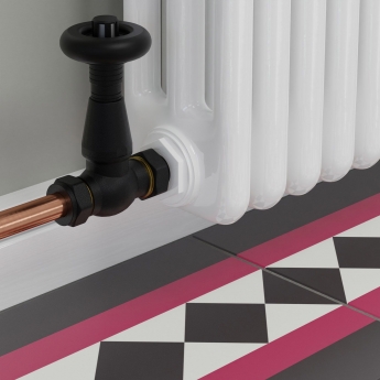West Jaguar TRV Corner Thermostatic Radiator Valve and Lockshield - Textured Black | Product Image