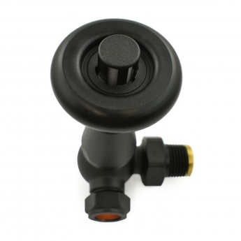 West Jaguar TRV Corner Thermostatic Radiator Valve and Lockshield - Textured Black | Product Image