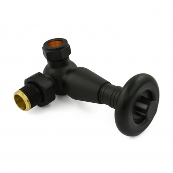 West Jaguar TRV Corner Thermostatic Radiator Valve and Lockshield - Textured Black | Product Image