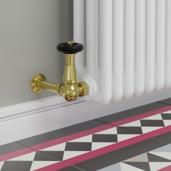 West Jaguar TRV Corner Thermostatic Radiator Valve and Lockshield - Un-Lacquered Brass