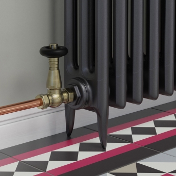 West Jaguar TRV Straight Thermostatic Radiator Valve and Lockshield - Antique Brass | Product Image