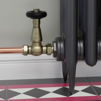 West Jaguar TRV Straight Thermostatic Radiator Valve and Lockshield - Antique Brass | Product Image