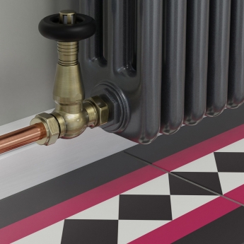 West Jaguar TRV Straight Thermostatic Radiator Valve and Lockshield - Antique Brass | Product Image