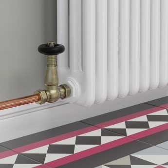 West Jaguar TRV Straight Thermostatic Radiator Valve and Lockshield - Antique Brass | Product Image