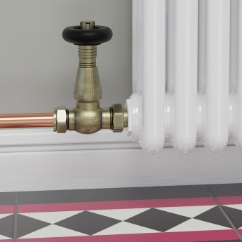 West Jaguar TRV Straight Thermostatic Radiator Valve and Lockshield - Antique Brass | Product Image
