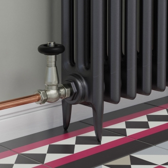 West Jaguar TRV Straight Thermostatic Radiator Valve and Lockshield - Brushed Satin Nickel | Product Image