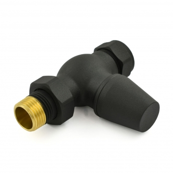 West Jaguar TRV Straight Thermostatic Radiator Valve and Lockshield - Textured Black | Product Image