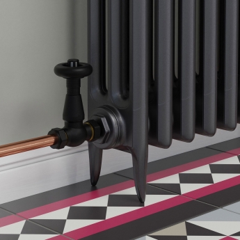 West Jaguar TRV Straight Thermostatic Radiator Valve and Lockshield - Textured Black | Product Image