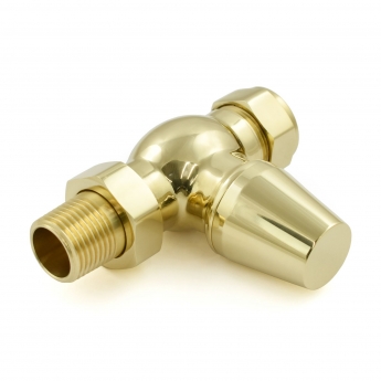 West Jaguar TRV Straight Thermostatic Radiator Valve and Lockshield - Un-Lacquered Brass | Product Image