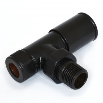 West Milan Angled Radiator Valves Pair - Jet Black