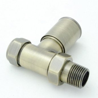 West Milan Straight Radiator Valves Pair - Antique Brass