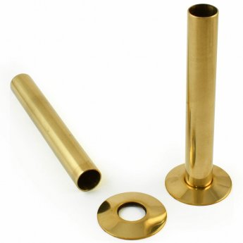 West 130mm Radiator Valve Pipe Sleeve Kit Pair - Un-Lacquered Brass