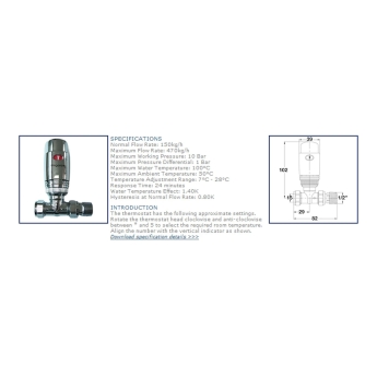 West Elegance TRV Thermostatic Radiator Valve and Lockshield Straight Chrome | Product Image