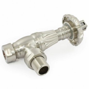 West Poppy TRV Angled Thermostatic Radiator Valve and Lockshield - Satin Nickel