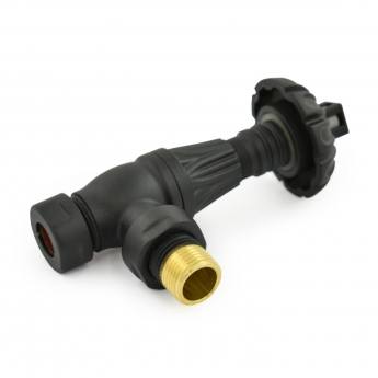 West Poppy TRV Angled Thermostatic Radiator Valve and Lockshield - Textured Black | Product Image