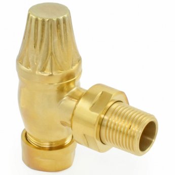 West Poppy TRV Angled Thermostatic Radiator Valve and Lockshield - Un-Lacquered Brass