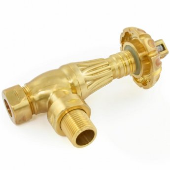 West Poppy TRV Angled Thermostatic Radiator Valve and Lockshield - Un-Lacquered Brass