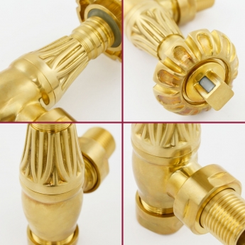 West Poppy TRV Angled Thermostatic Radiator Valve and Lockshield - Un-Lacquered Brass