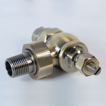 West Rosa Traditional Manual Radiator Valve and Lockshield Angled - Antique Brass