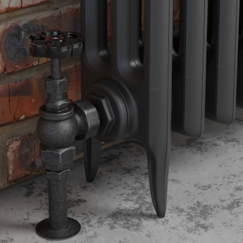 West Rosa Traditional Manual Radiator Valve and Lockshield Angled - Pewter | Product Image