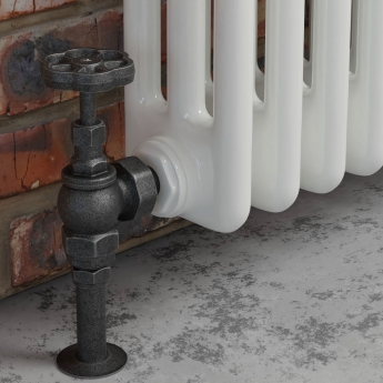 West Rosa Traditional Manual Radiator Valve and Lockshield Angled - Pewter | Product Image