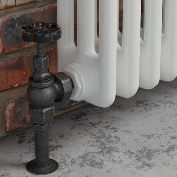 West Rosa Traditional Manual Radiator Valve and Lockshield Angled - Pewter | Product Image