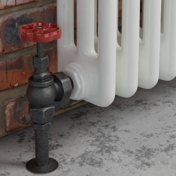 West Rosa Traditional Manual Radiator Valve and Lockshield Angled - Pewter | Product Image