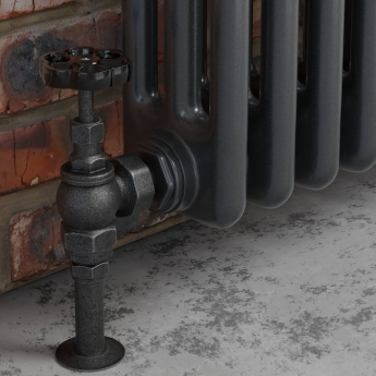 West Rosa Traditional Manual Radiator Valve and Lockshield Angled - Pewter | Product Image