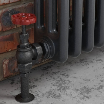 West Rosa Traditional Manual Radiator Valve and Lockshield Angled - Pewter | Product Image