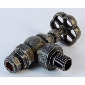 West Rosa Traditional Manual Radiator Valve and Lockshield Angled - Pewter