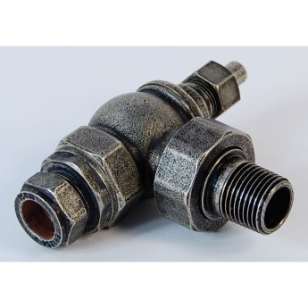 West Rosa Traditional Manual Radiator Valve and Lockshield Angled - Pewter