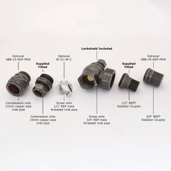 West Rosa Traditional Manual Radiator Valve and Lockshield Angled - Pewter | Product Image