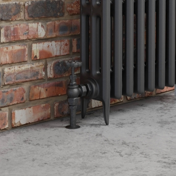 West Rosa Traditional Manual Radiator Valve and Lockshield Angled - Pewter | Product Image