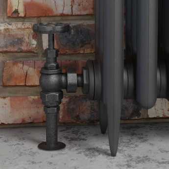 West Rosa Traditional Manual Radiator Valve and Lockshield Angled - Pewter | Product Image